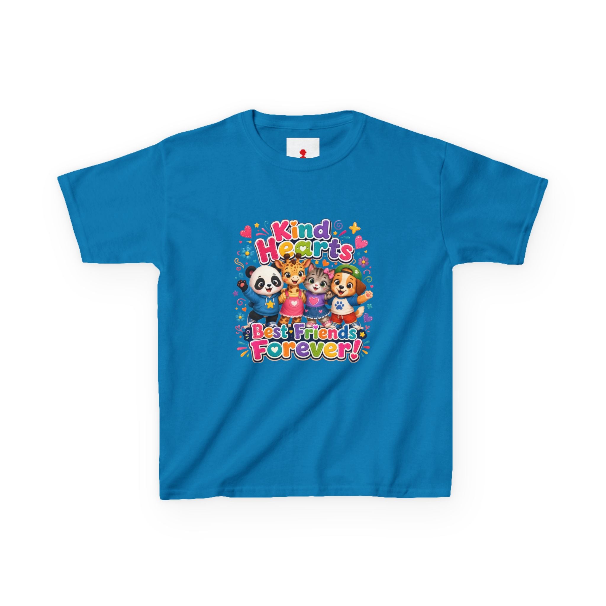 Kids Tee — "Kind Hearts Best Friends Forever" Colorful Cartoon Animals