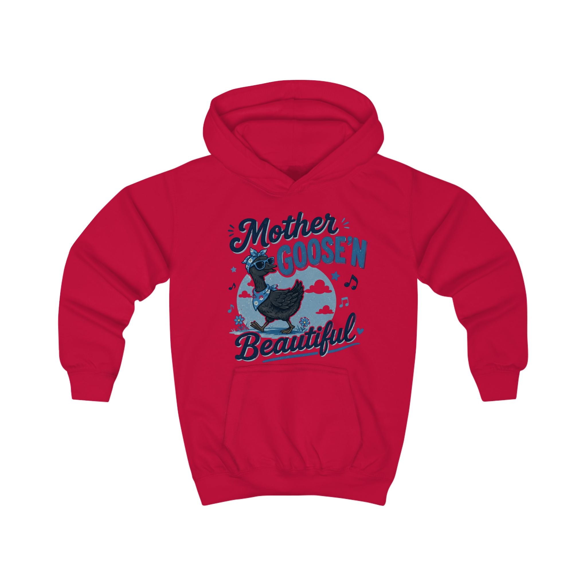 Kids Hoodie - "Mother Goose'n Beautiful" Cute Nursery Rhyme Goose Graphic
