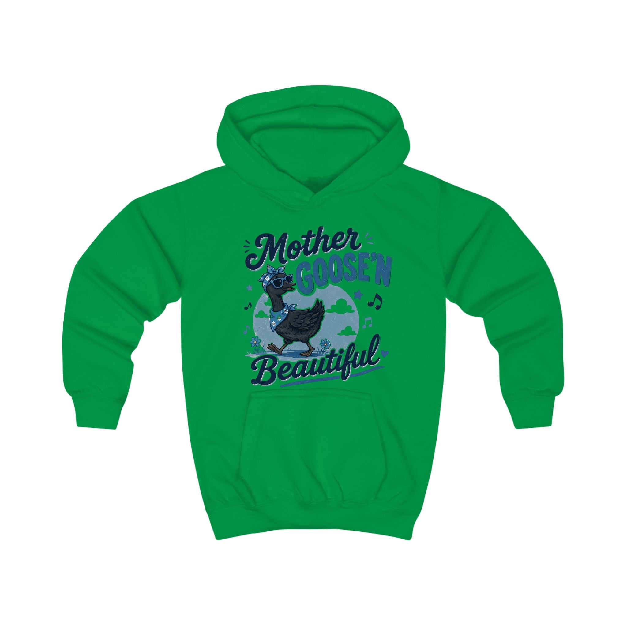 Kids Hoodie - "Mother Goose'n Beautiful" Cute Nursery Rhyme Goose Graphic