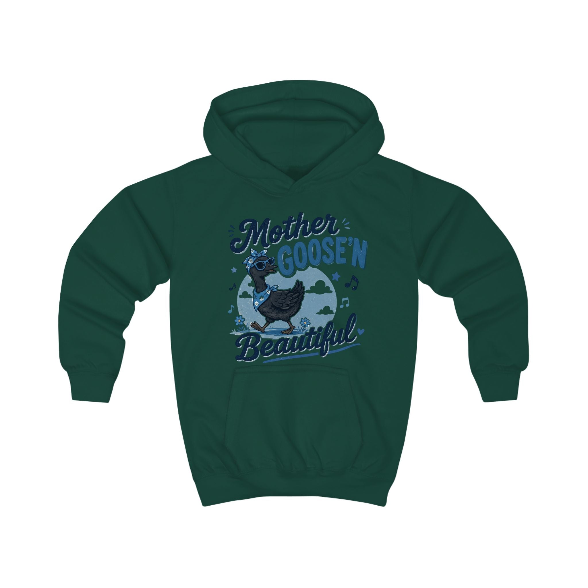 Kids Hoodie - "Mother Goose'n Beautiful" Cute Nursery Rhyme Goose Graphic