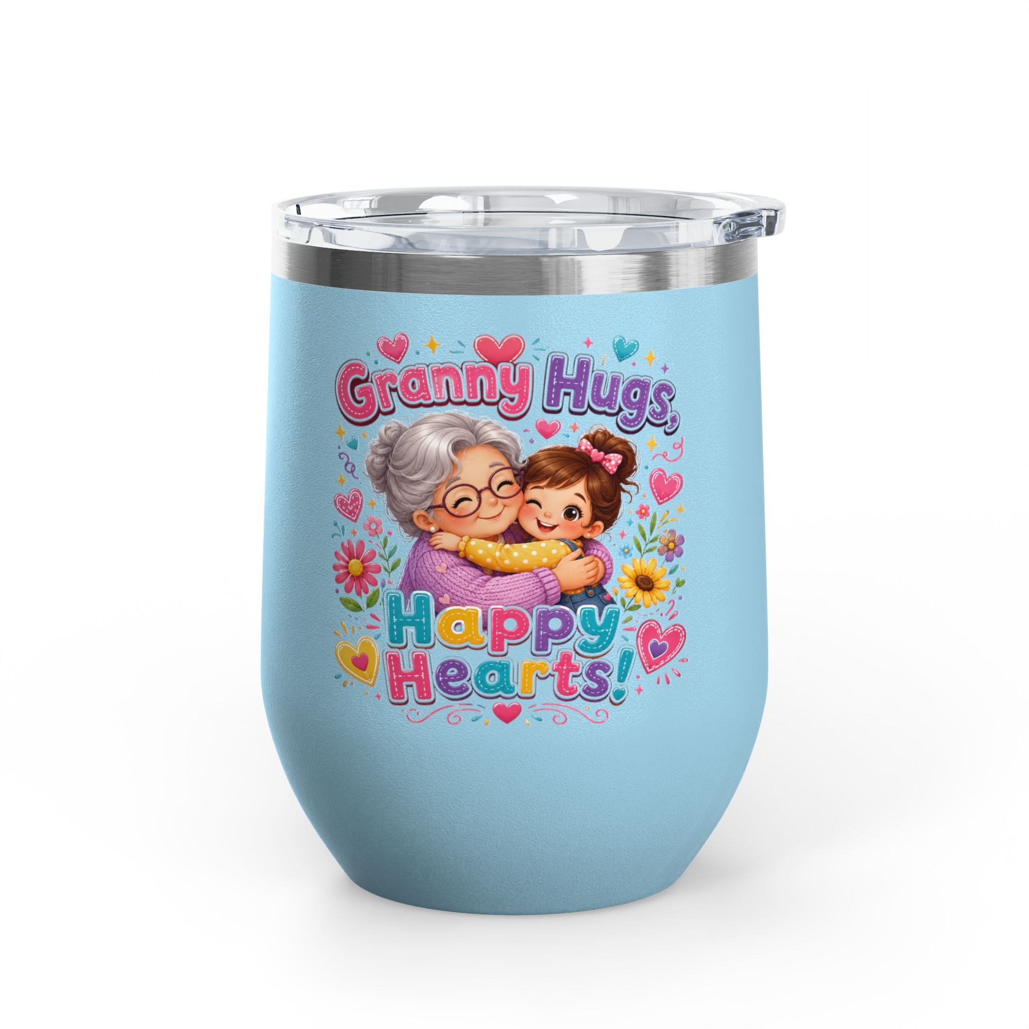Granny Hugs Happy Hearts 12oz Tumbler — Cute Grandma & Grandchild Gift