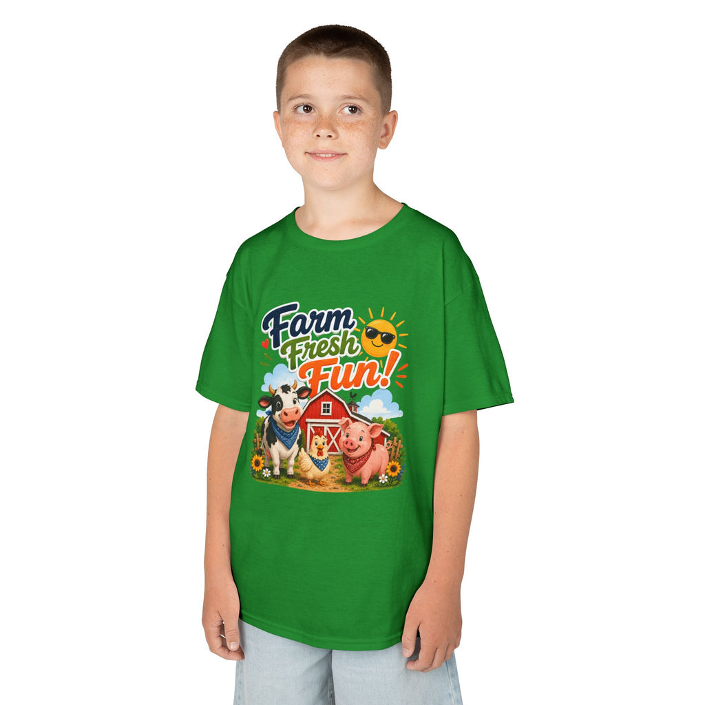 Kids Farm T-Shirt — "Farm Fresh Fun!" Cute Cow & Pig Toddler Tee