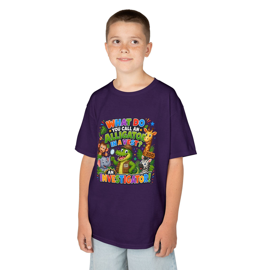 What Do You Call An Alligator? Investigator Kids T-Shirt | Cute Jungle Animals Puzzle