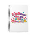 Granny Hugs Happy Happy Hearts Spiral Notebook | Floral Heart Illustration