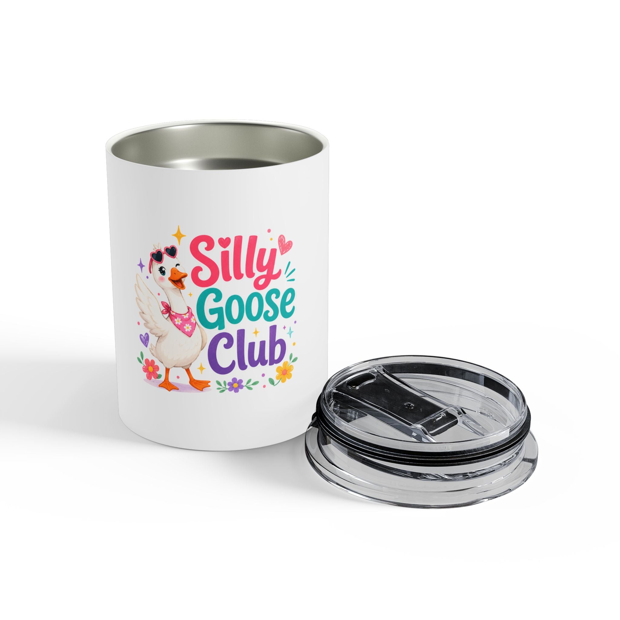 Silly Goose Club 10oz Tumbler — Cute Cartoon Goose Insulated Travel Mug