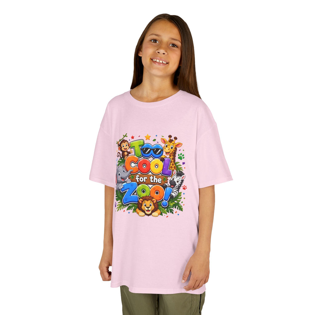 Kids Tee — "Too Cool for the Zoo" Colorful Animal Graphic
