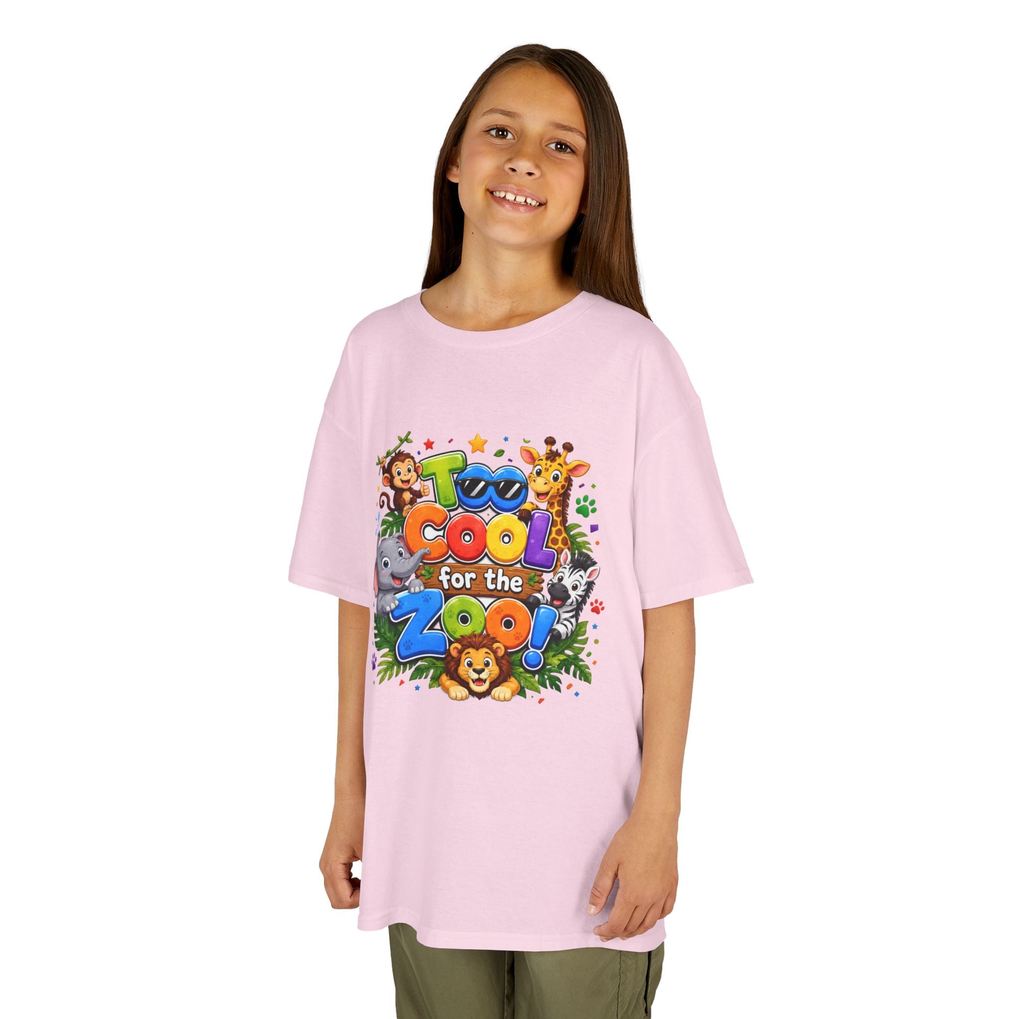 Kids Tee — "Too Cool for the Zoo" Colorful Animal Graphic
