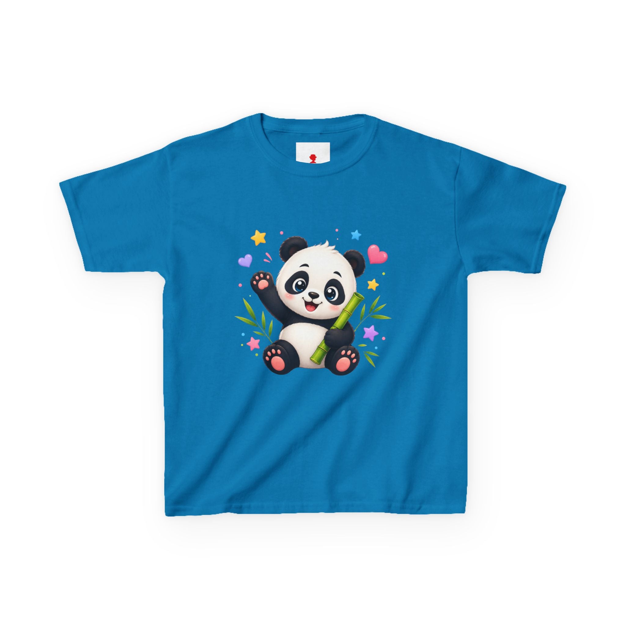 Cute Panda Kids T‑Shirt — Smiling Baby Panda with Hearts & Bamboo