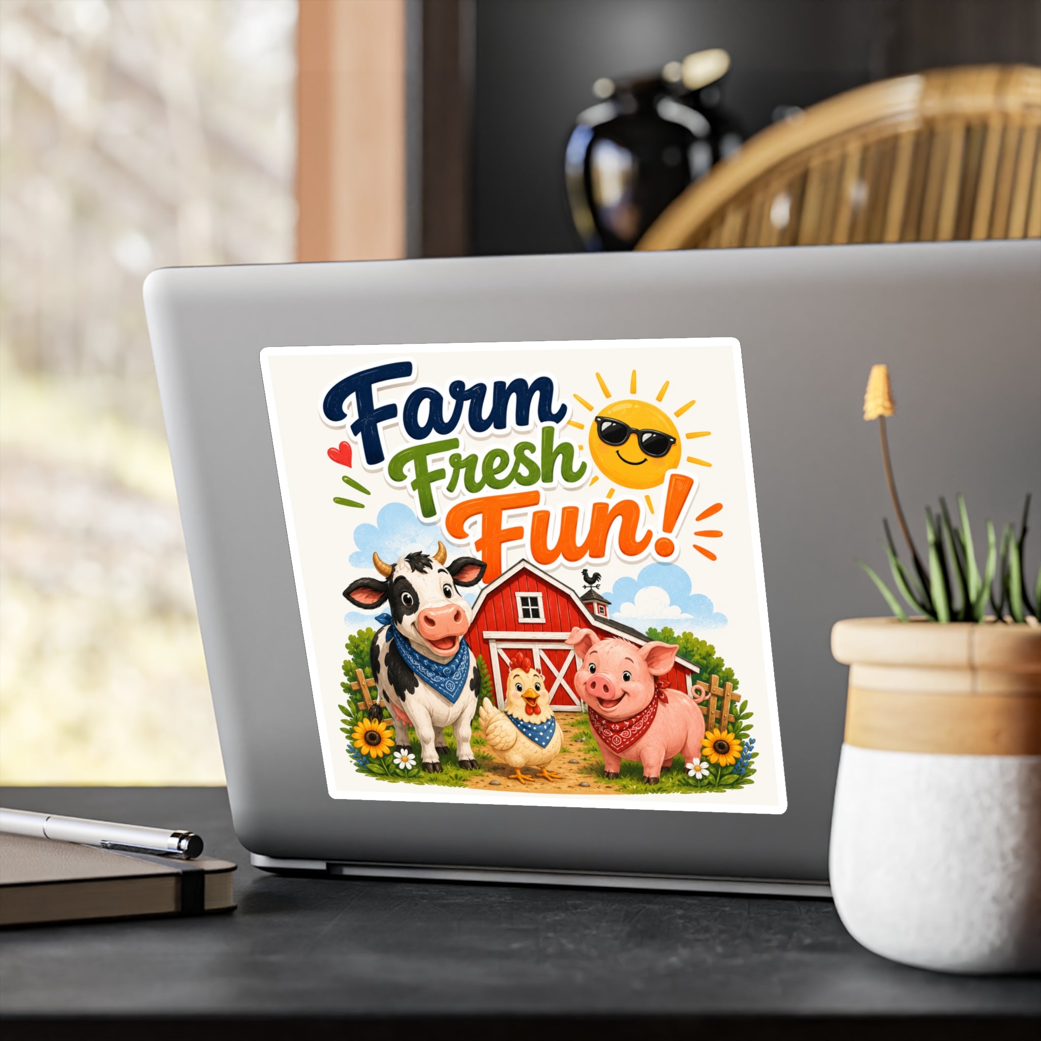 Farm Fresh Fun! Vinyl Sticker — Cute Barnyard Animal Decal