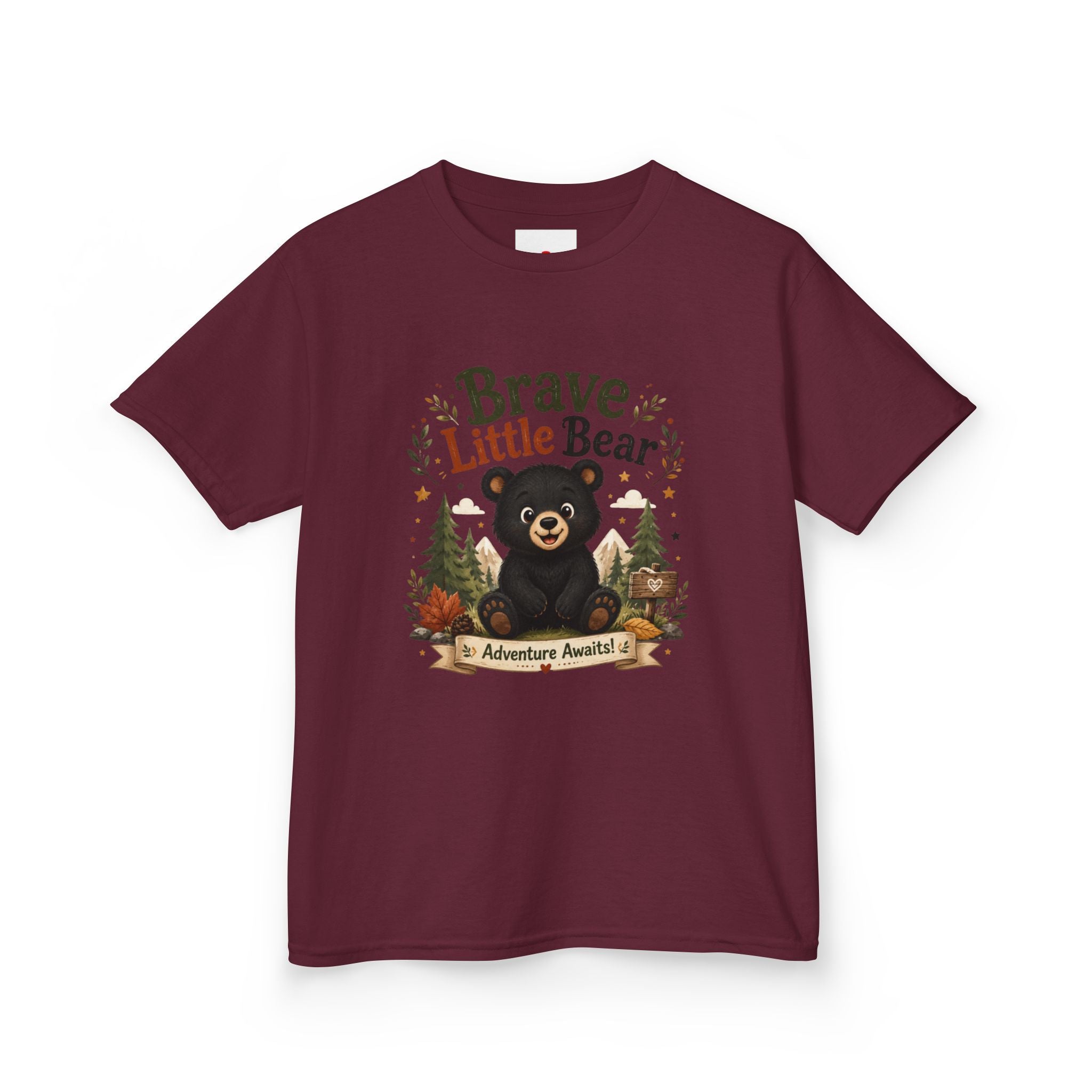 Kids Tee — "Brave Little Bear" Adventure Graphic Shirt