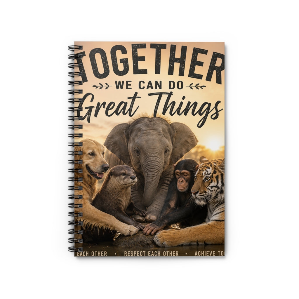 Together We Can Do Great Things Spiral Notebook — Animal Unity Ruled Journal