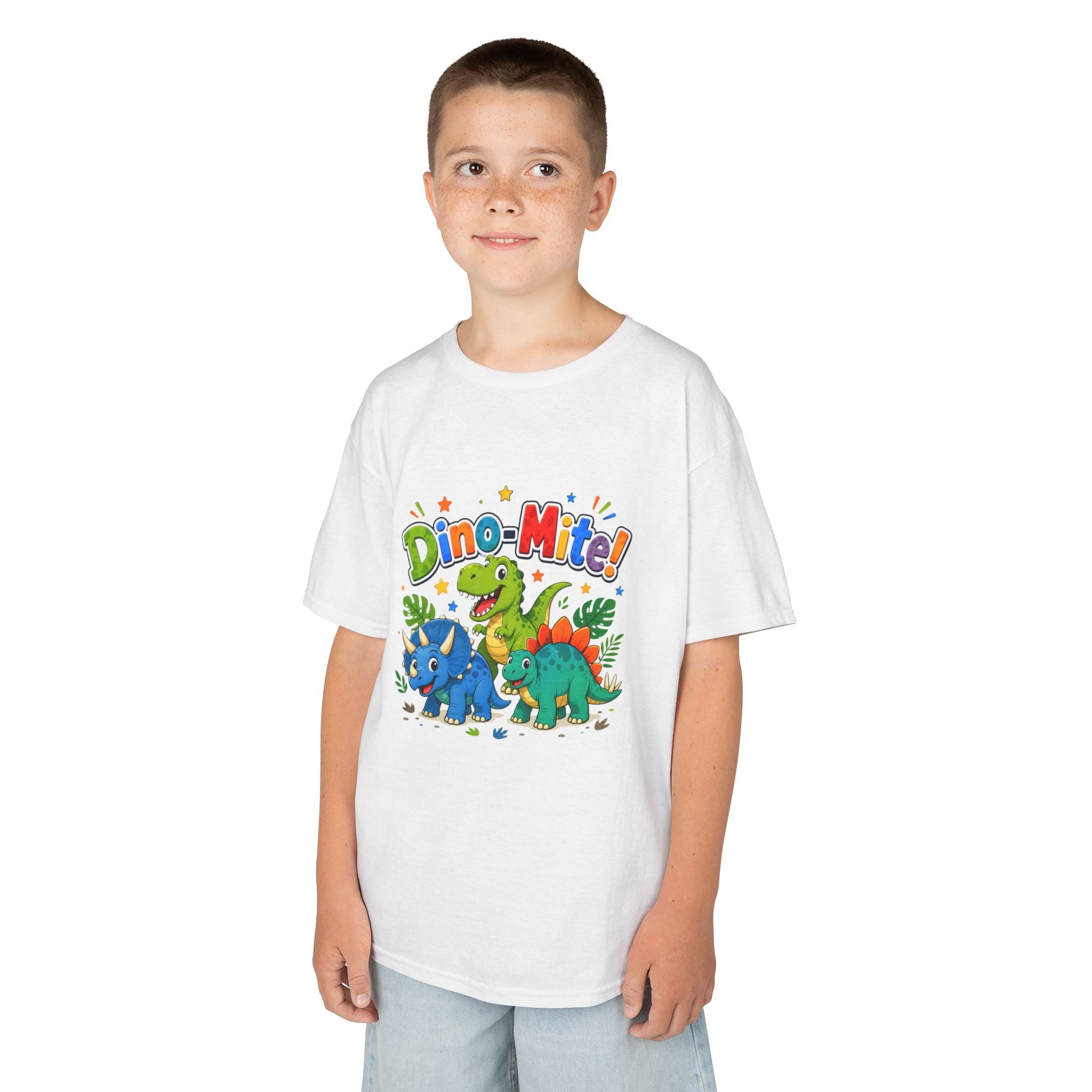 Kids T-Shirt - "Dino-Mite!" Colorful Dino Crew Tee for Toddlers & Kids