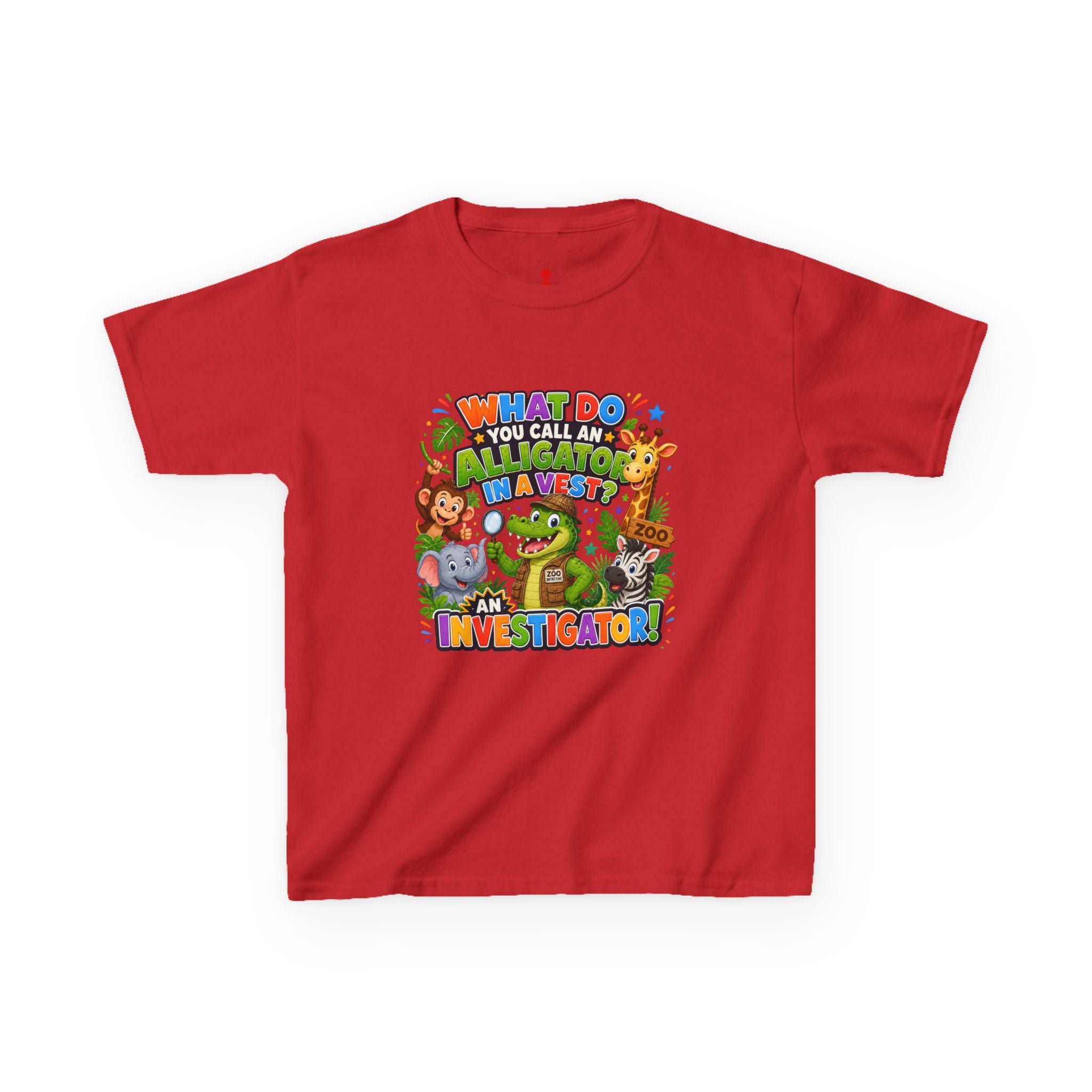 What Do You Call An Alligator? Investigator Kids T-Shirt | Cute Jungle Animals Puzzle