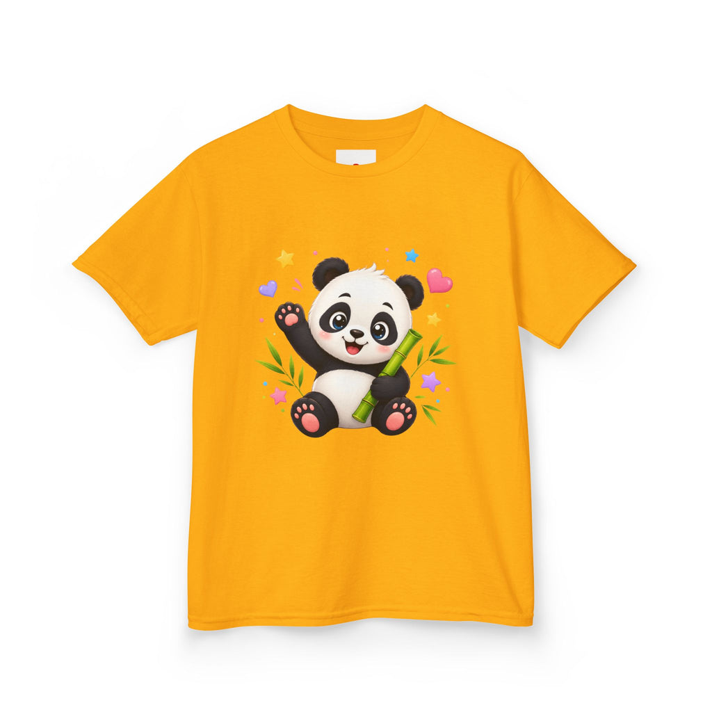 Cute Panda Kids T‑Shirt — Smiling Baby Panda with Hearts & Bamboo