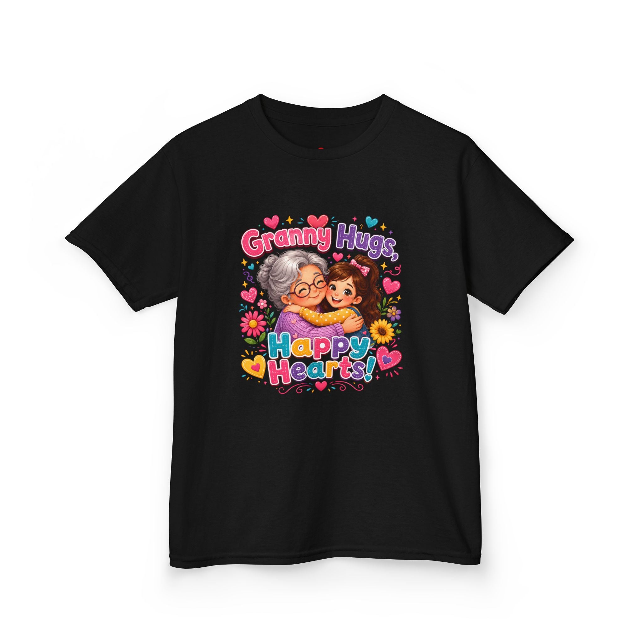 Granny Hugs Happy Hearts Tee | Grandma Grandchild Cute Illustration