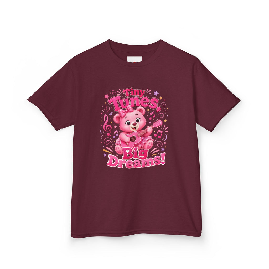 Kids T-Shirt — "Tiny Tunes, Big Dreams" Cute Pink Bear Music Tee