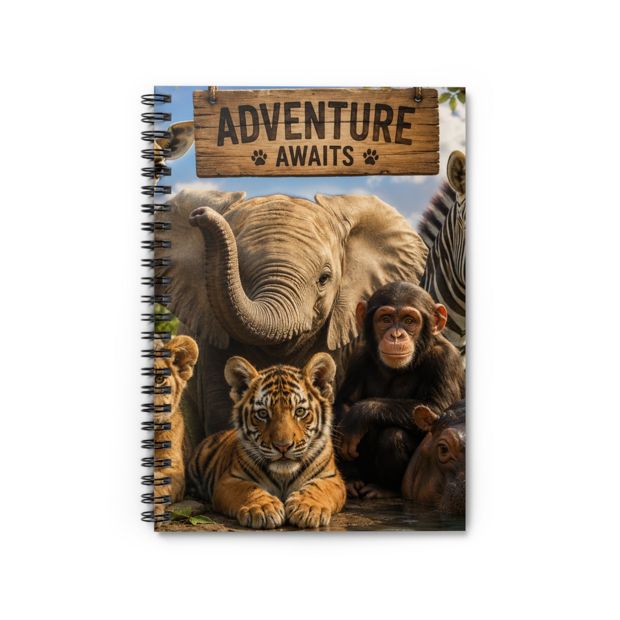 Adventure Awaits Animal Friends Spiral Notebook — Ruled Journal for Kids & Travel Notes