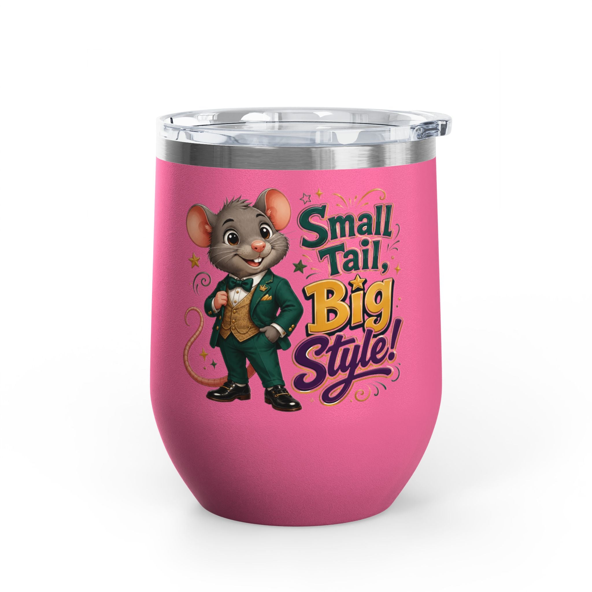 "Small Tail, Big Style!" Cute Mouse 12oz Insulated Cup