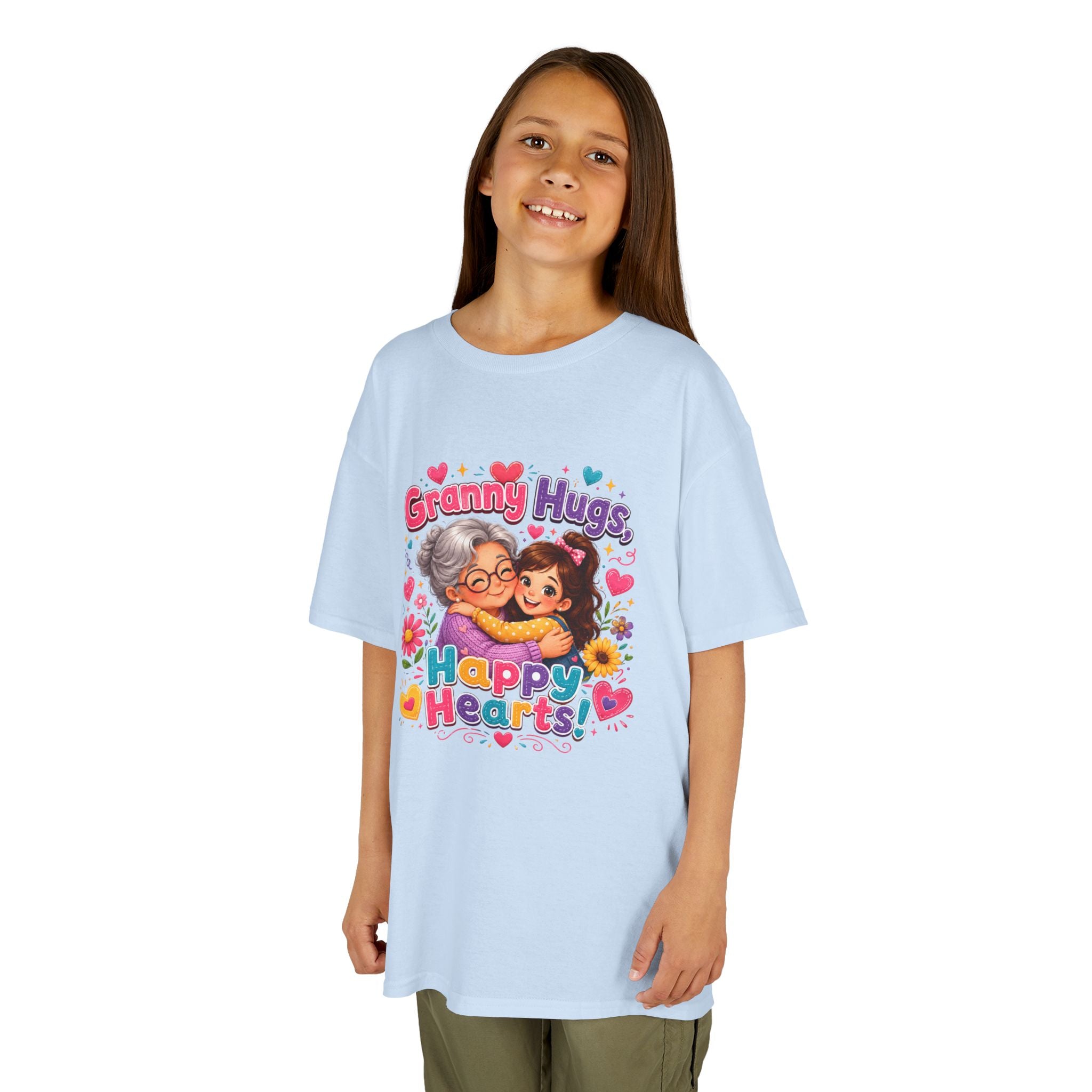 Granny Hugs Happy Hearts Tee | Grandma Grandchild Cute Illustration
