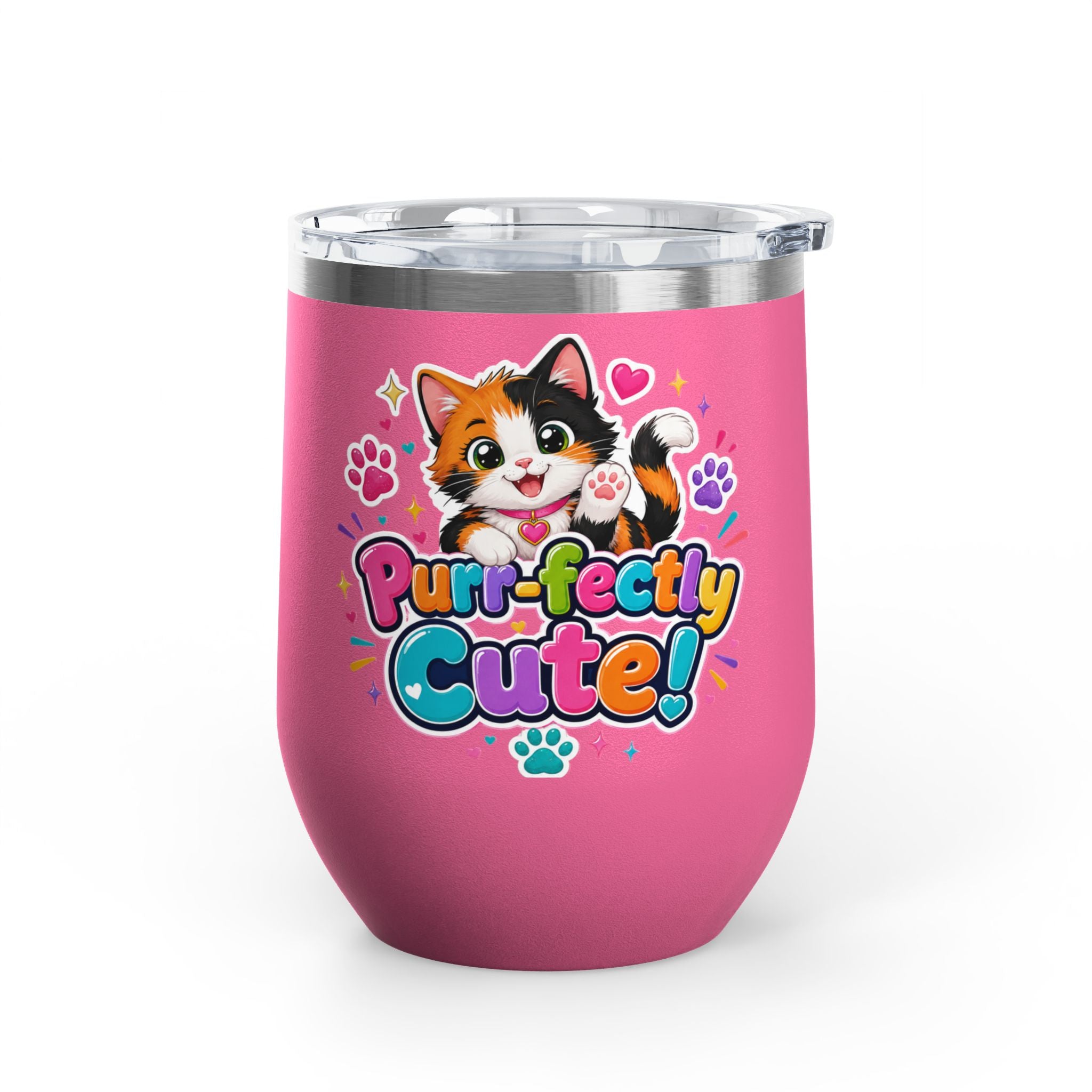 "Purr-fectly Cute!" Cat 12oz Insulated Stainless Steel Tumbler