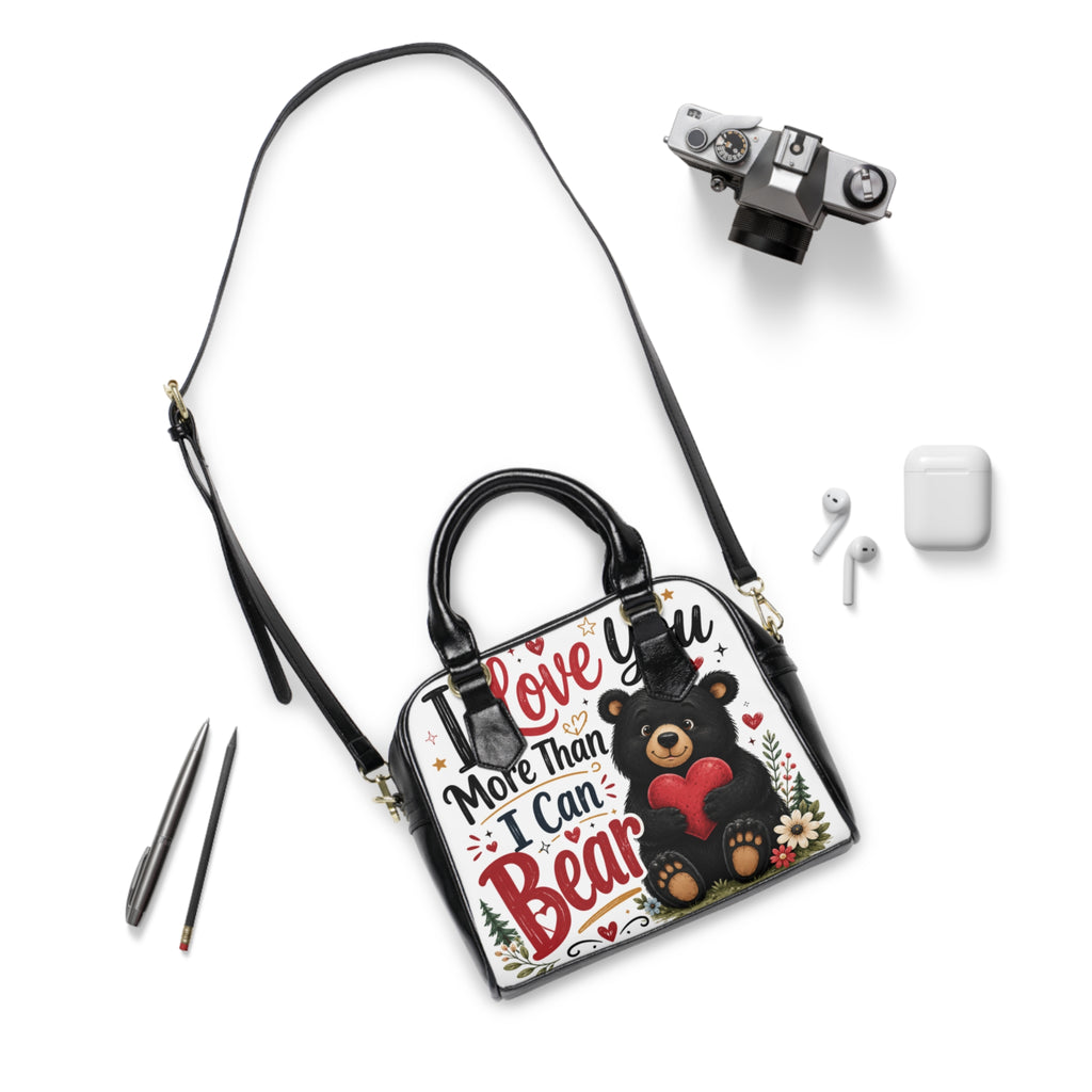 Shoulder Handbag — "Love You More Than I Can Bear" Cute Bear Heart Tote