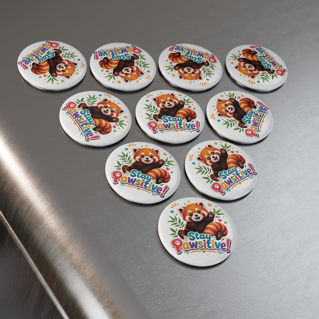 Stay Pawsitive Red Panda Magnet | Button Magnet Round