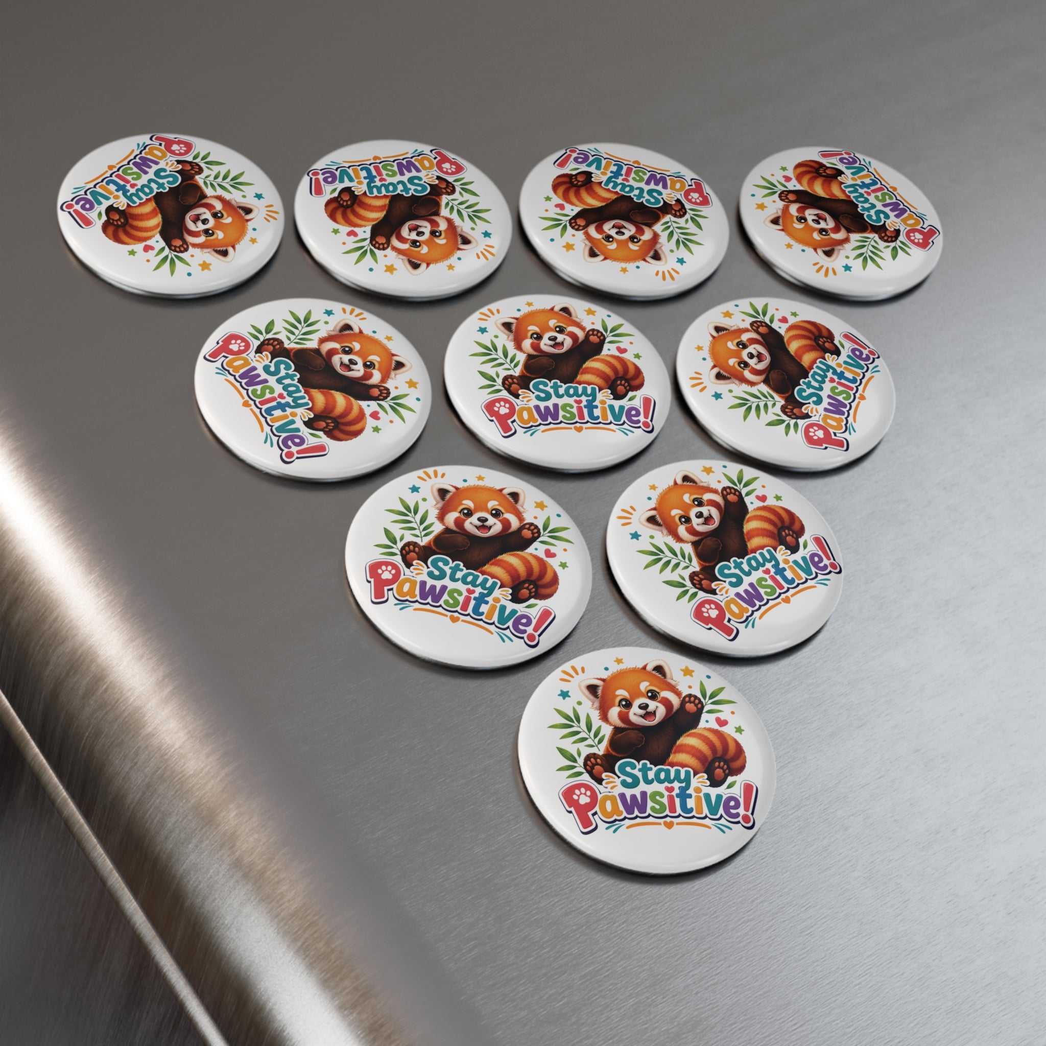 Stay Pawsitive Red Panda Magnet | Button Magnet Round