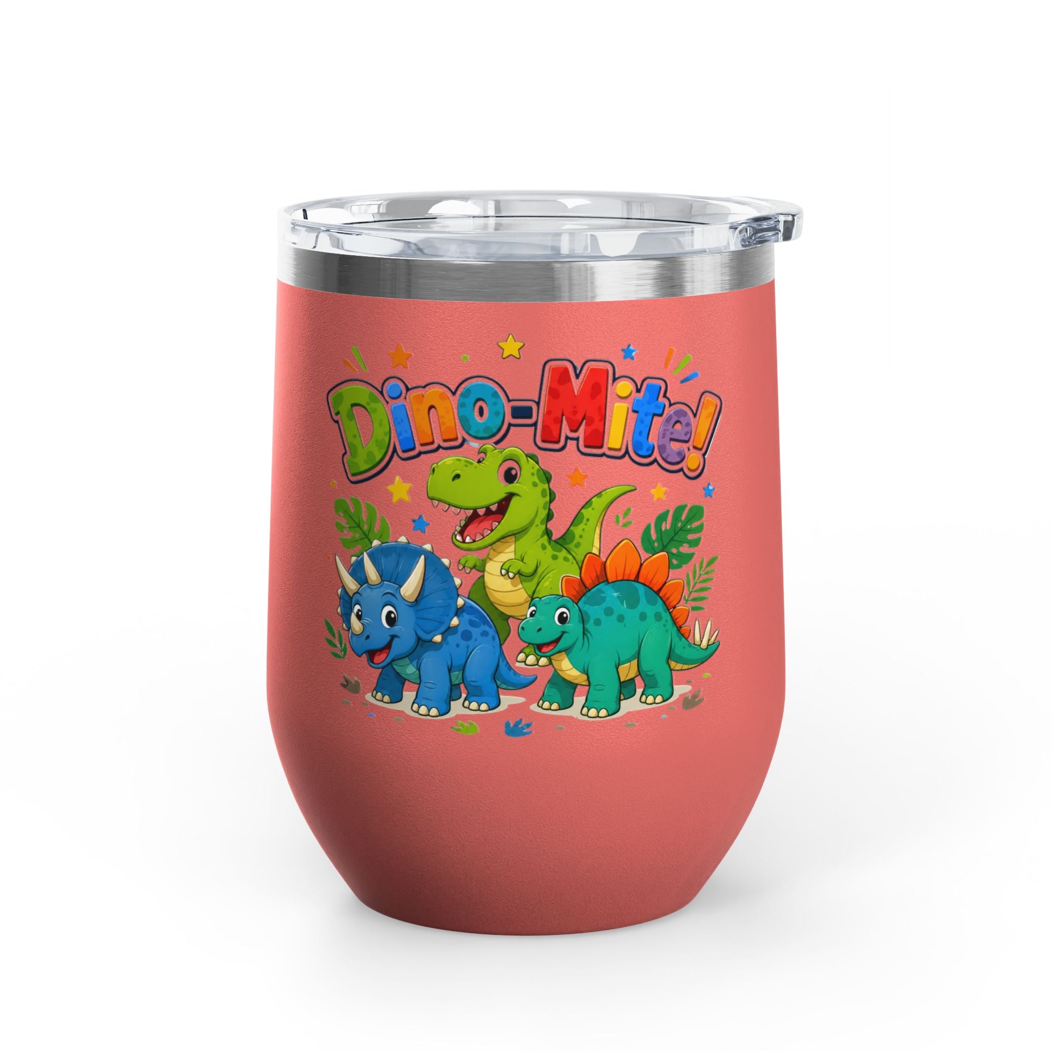 "Dino-Mite!" Cute Kids Dinosaur 12oz Insulated Tumbler