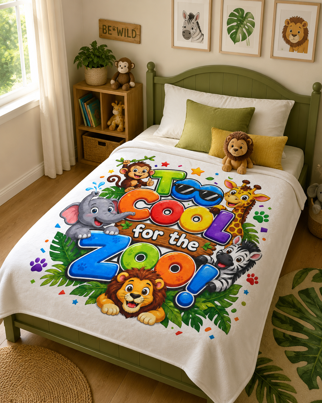 Too Cool for the Zoo! Kids Animal Print Blanket