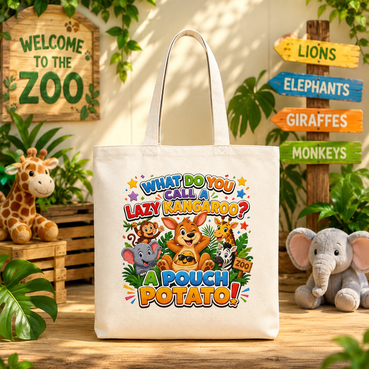 What Do You Call A Lazy Kangaroo? A Pouch Potato Tote Bag | Cute Animal Pun