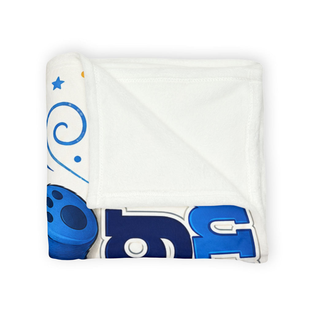 Tiny Blues Bear Plush Throw Blanket — "Tiny Blues Big Dreams" Baby Nursery Gift