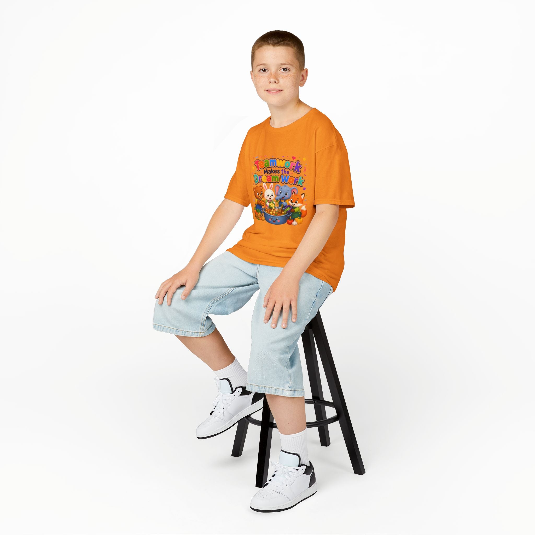 Kids Tee — “Teamwork Makes the Dream Work” Cute Animal Classroom Shirt