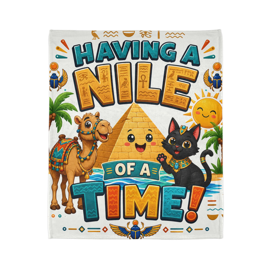 Having a Nile of a Time Blanket | Egyptian Pyramid Cat Camel Beach Design