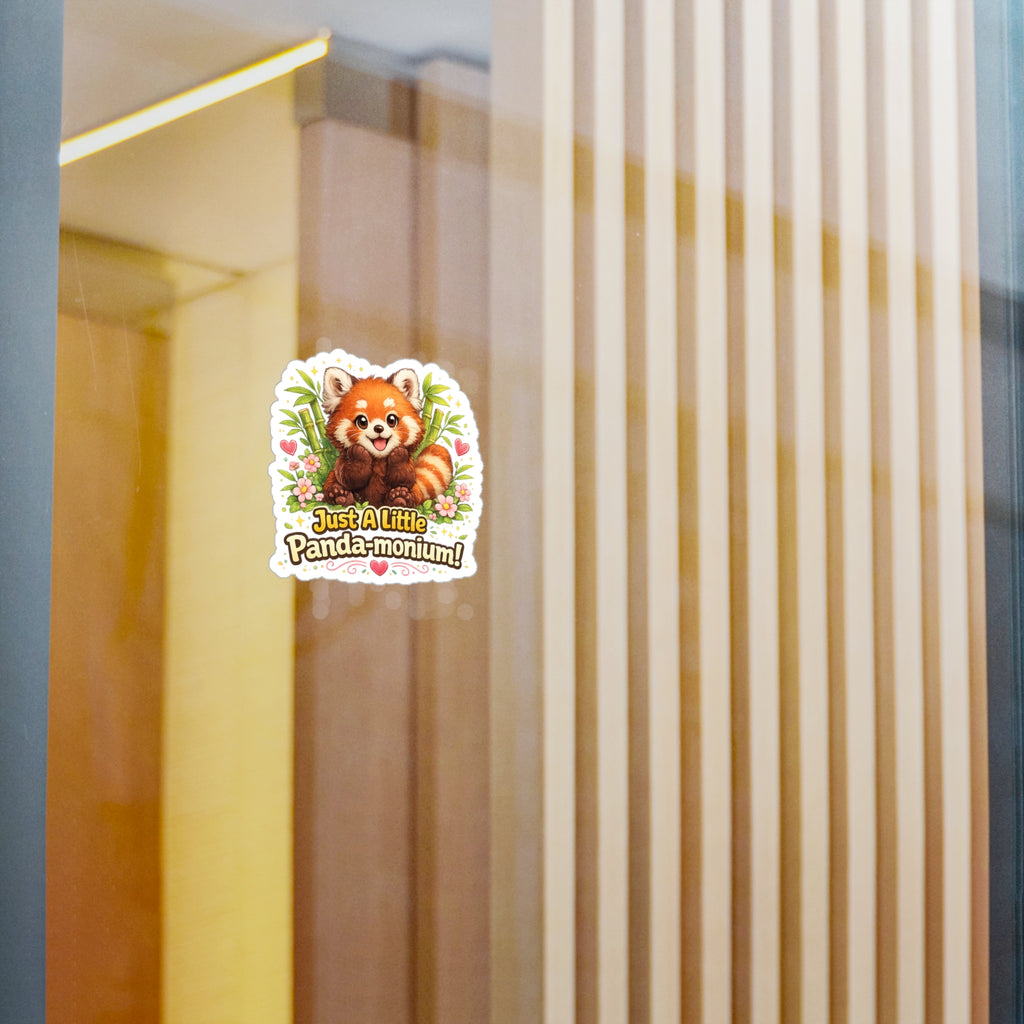 Red Panda Illustration Just A Little Panda-monium Sticker | Kiss-Cut Vinyl Decal