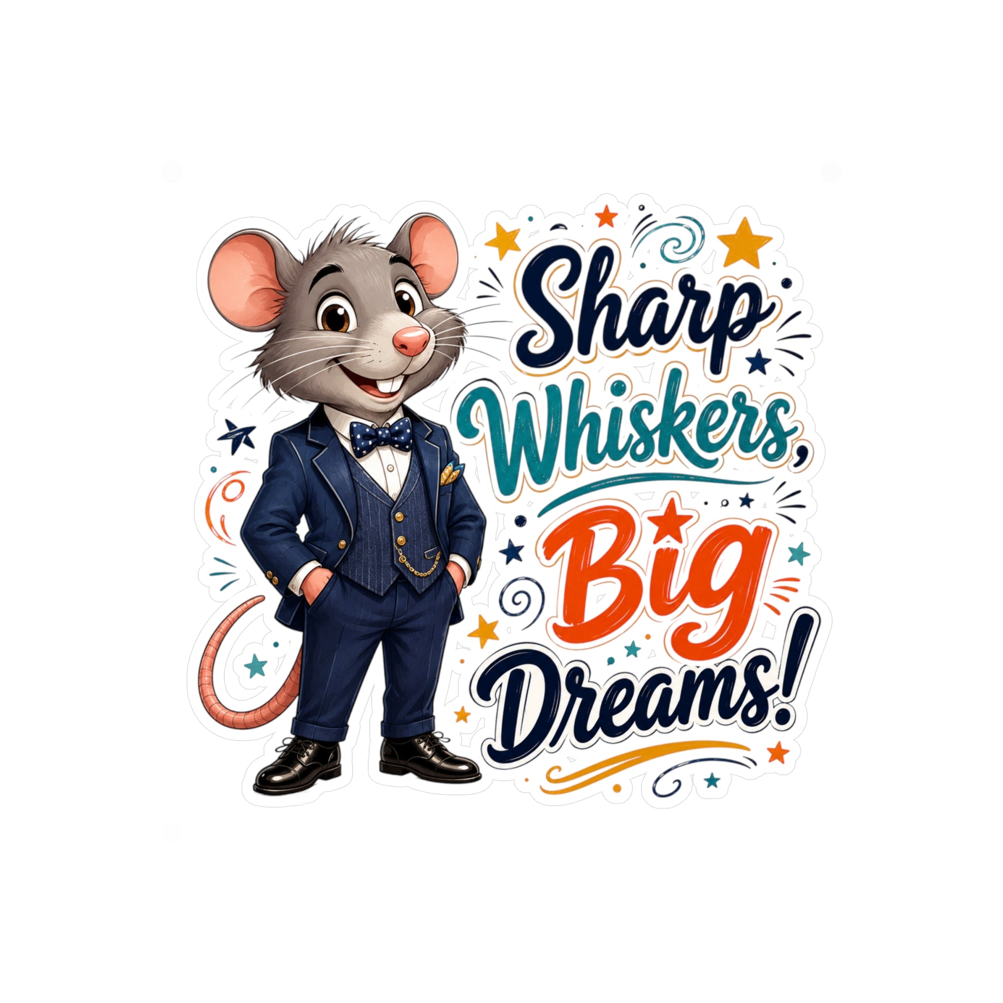 Sharp Whiskers, Big Dreams Sticker — Cute Motivational Mouse Vinyl Decal