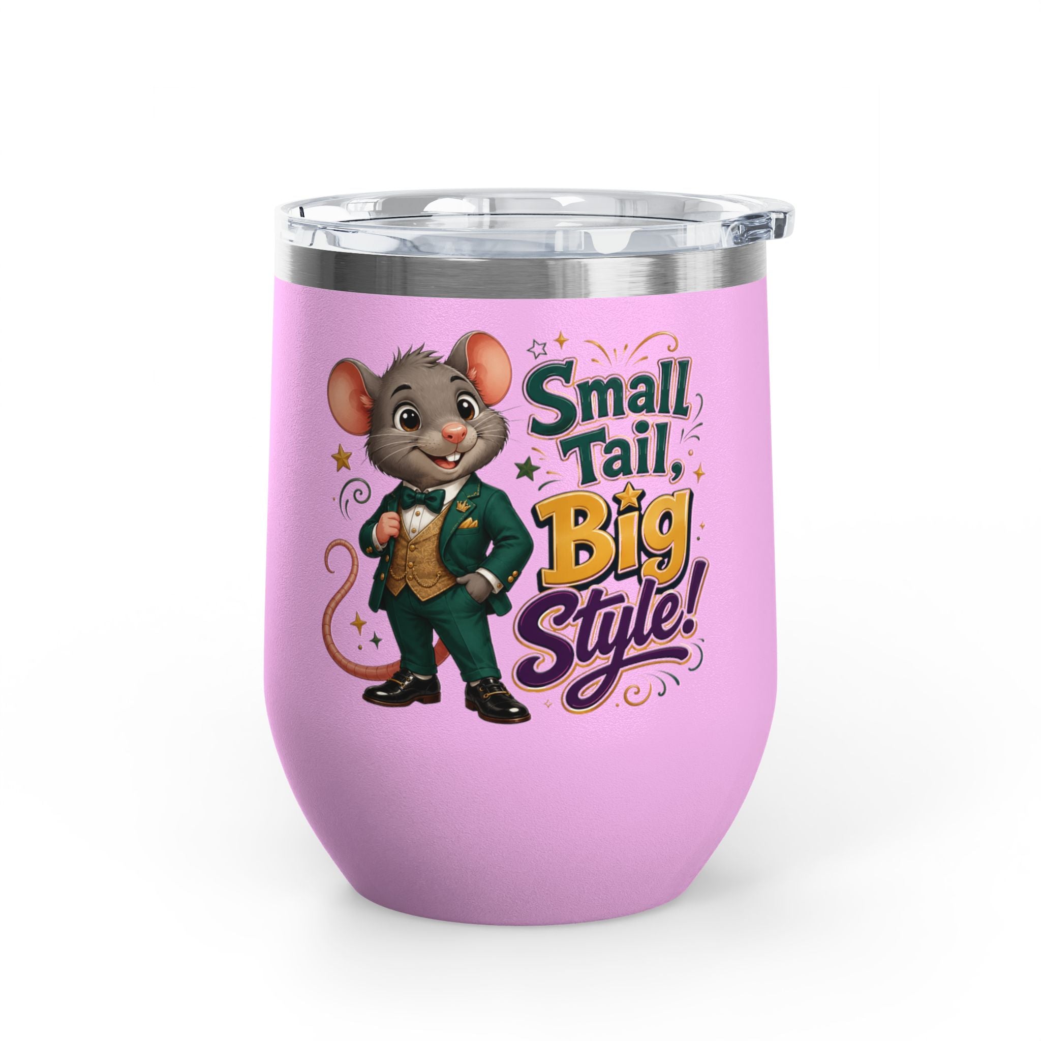 "Small Tail, Big Style!" Cute Mouse 12oz Insulated Cup