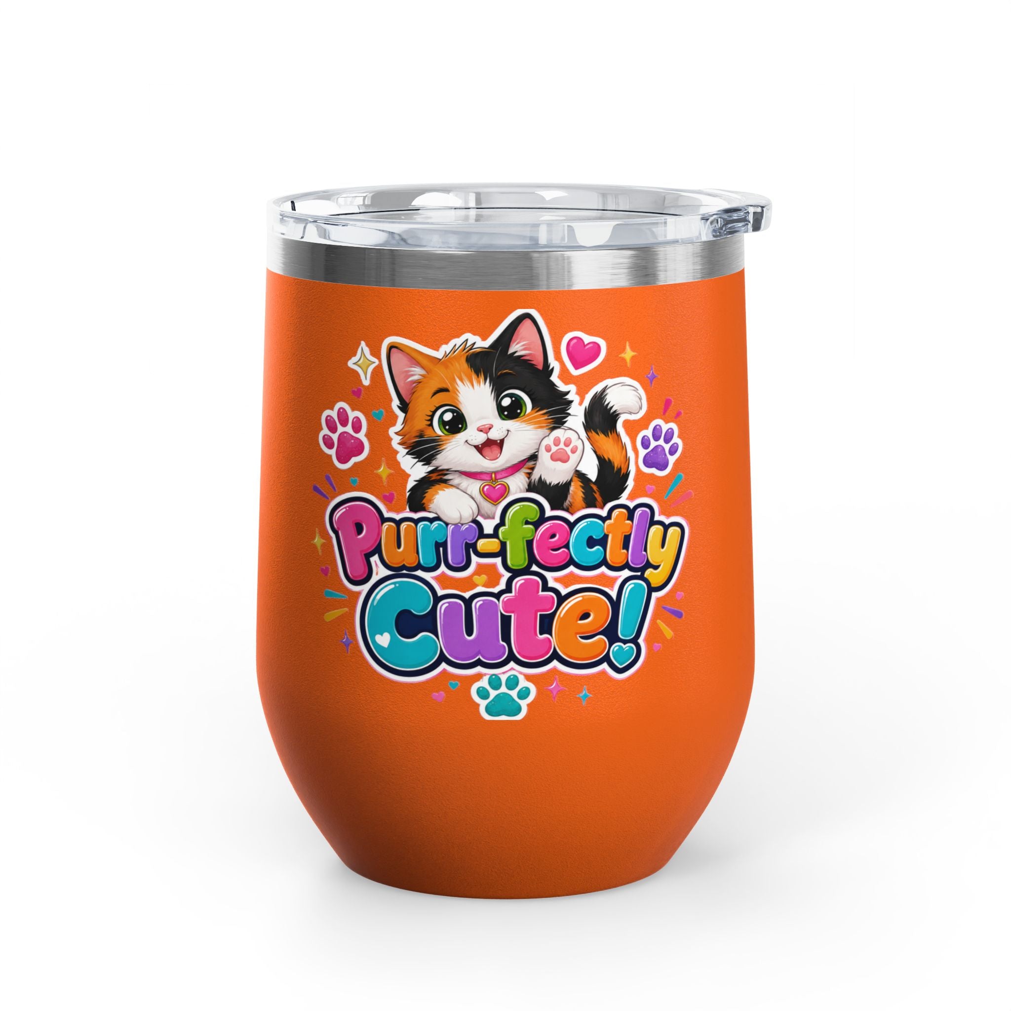 "Purr-fectly Cute!" Cat 12oz Insulated Stainless Steel Tumbler