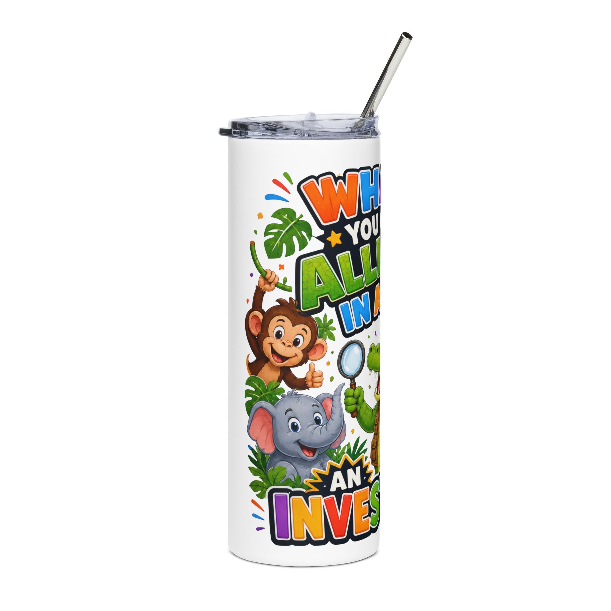 Alligator Investigator Tumbler | 20oz Stainless Steel Safari Animal Design