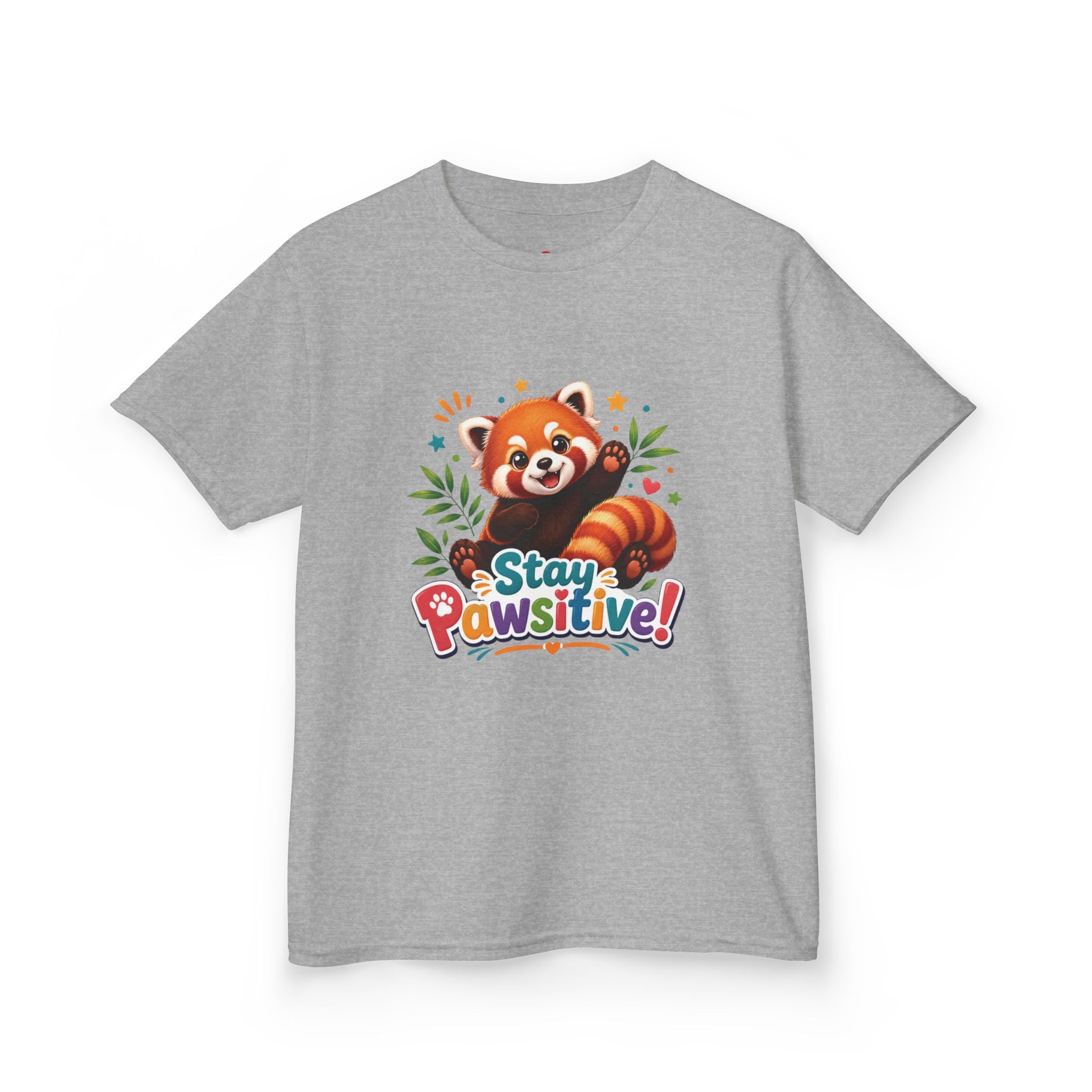 Stay Pawsitive Red Panda Kids Tee | Cute Animal Positive Message