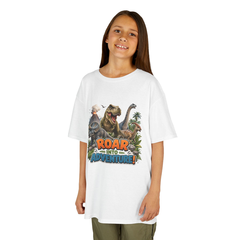 Kids Dinosaur Tee - "Roar Into Adventure" Graphic Shirt for Boys & Girls