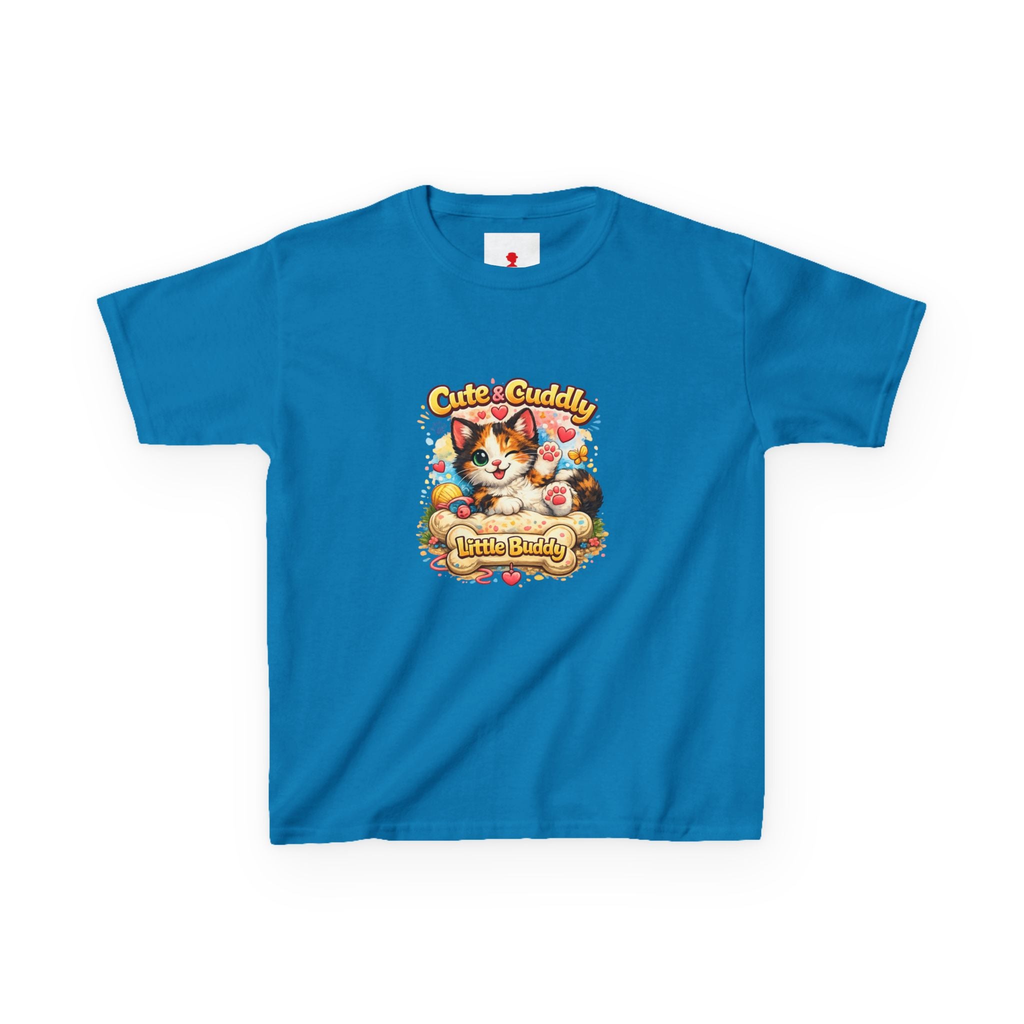 Kids T-Shirt — "Cute & Cuddly Little Buddy" Cat Graphic Tee