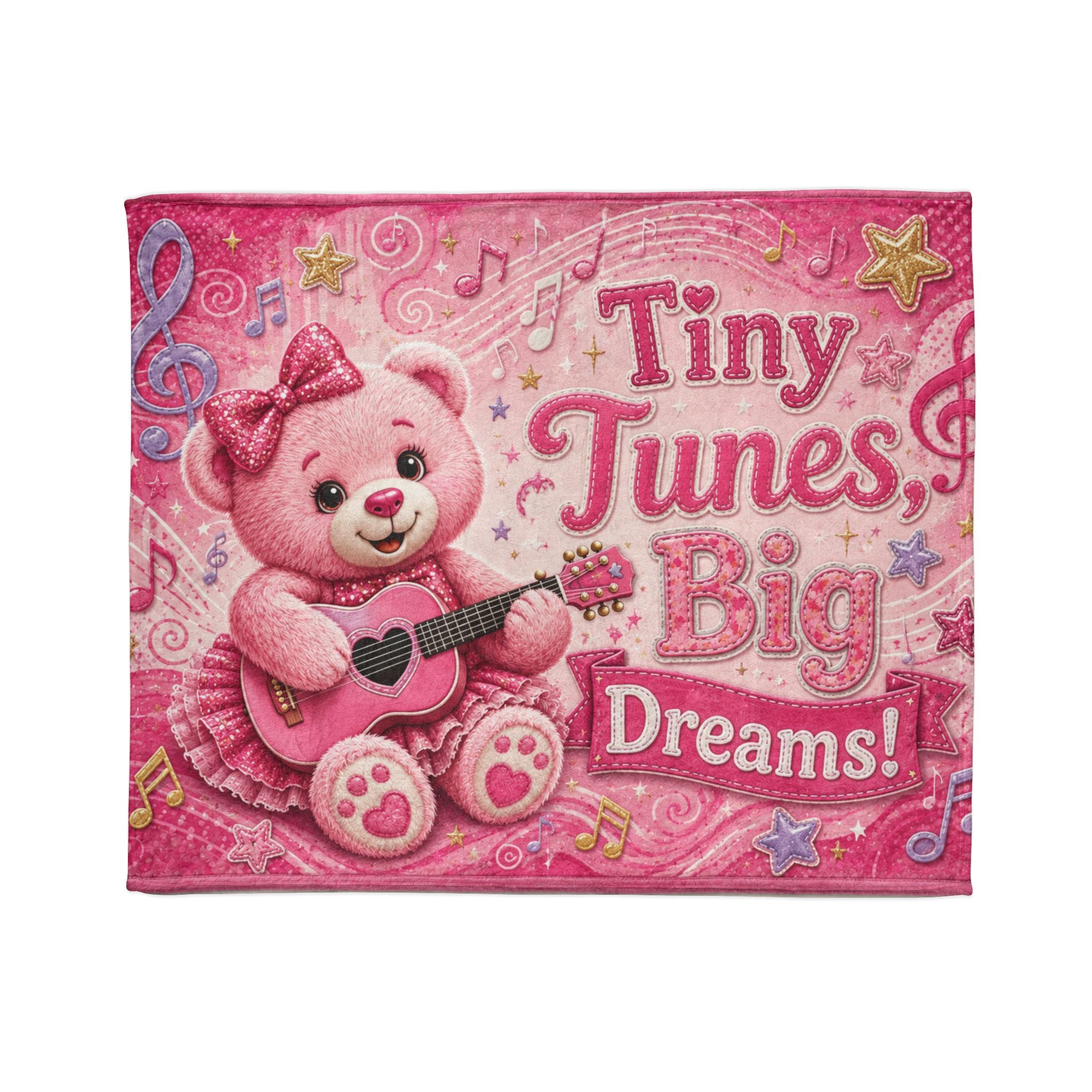 Tiny Tunes, Big Dreams! Pink Teddy Bear Blanket