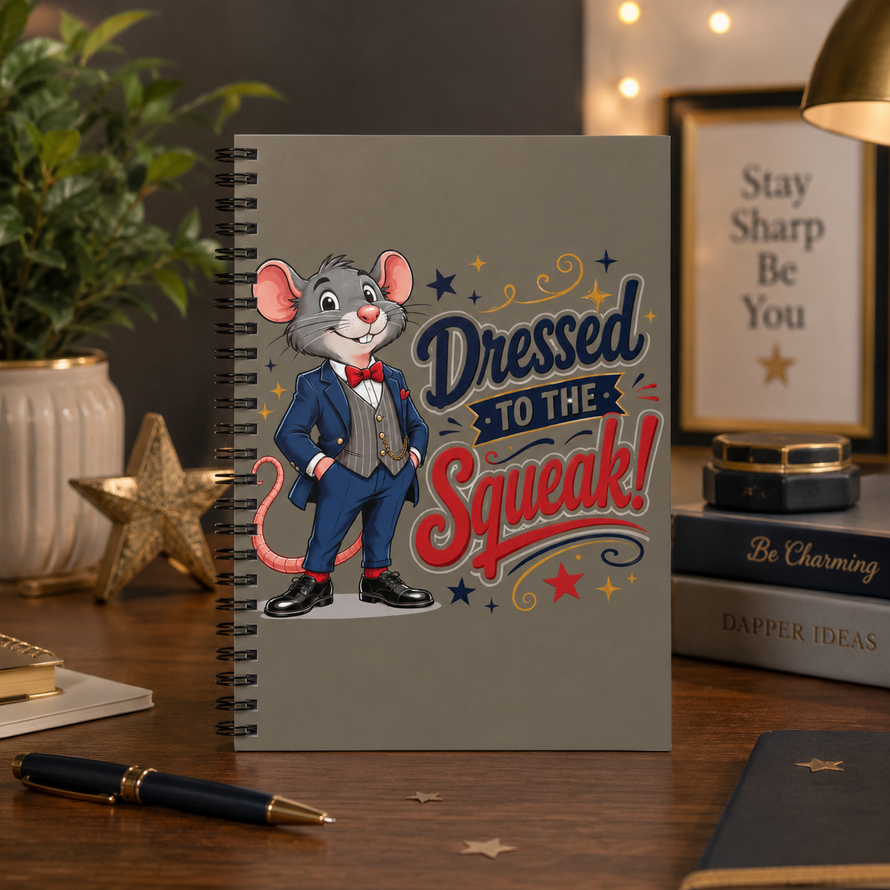 Dressed to the Squeak! Spiral Notebook — Cute Dapper Mouse Journal