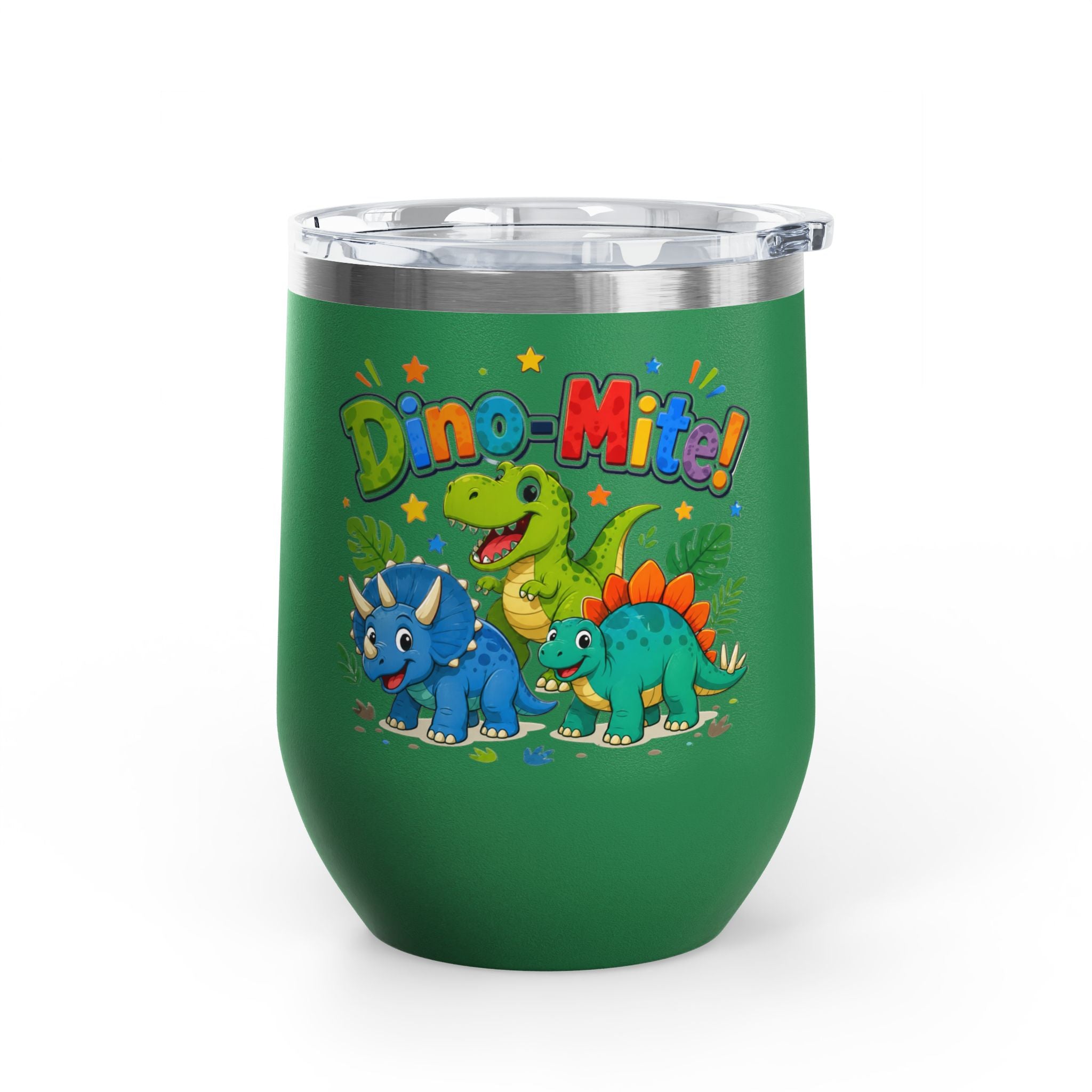 "Dino-Mite!" Cute Kids Dinosaur 12oz Insulated Tumbler