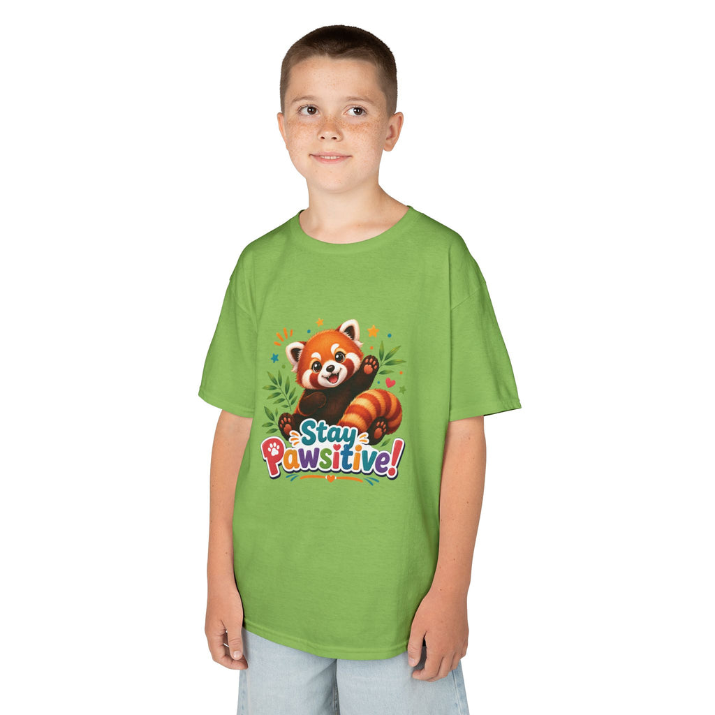 Stay Pawsitive Red Panda Kids Tee | Cute Animal Positive Message