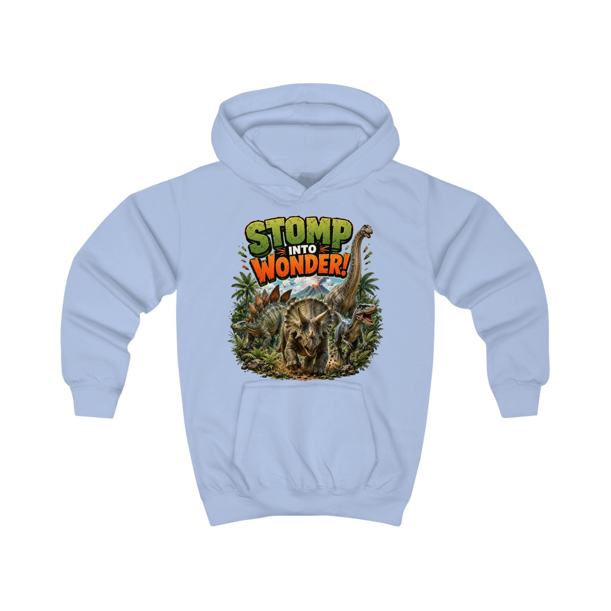 Kids Hoodie — "Stomp Into Wonder" Dinosaur Graphic Pullover