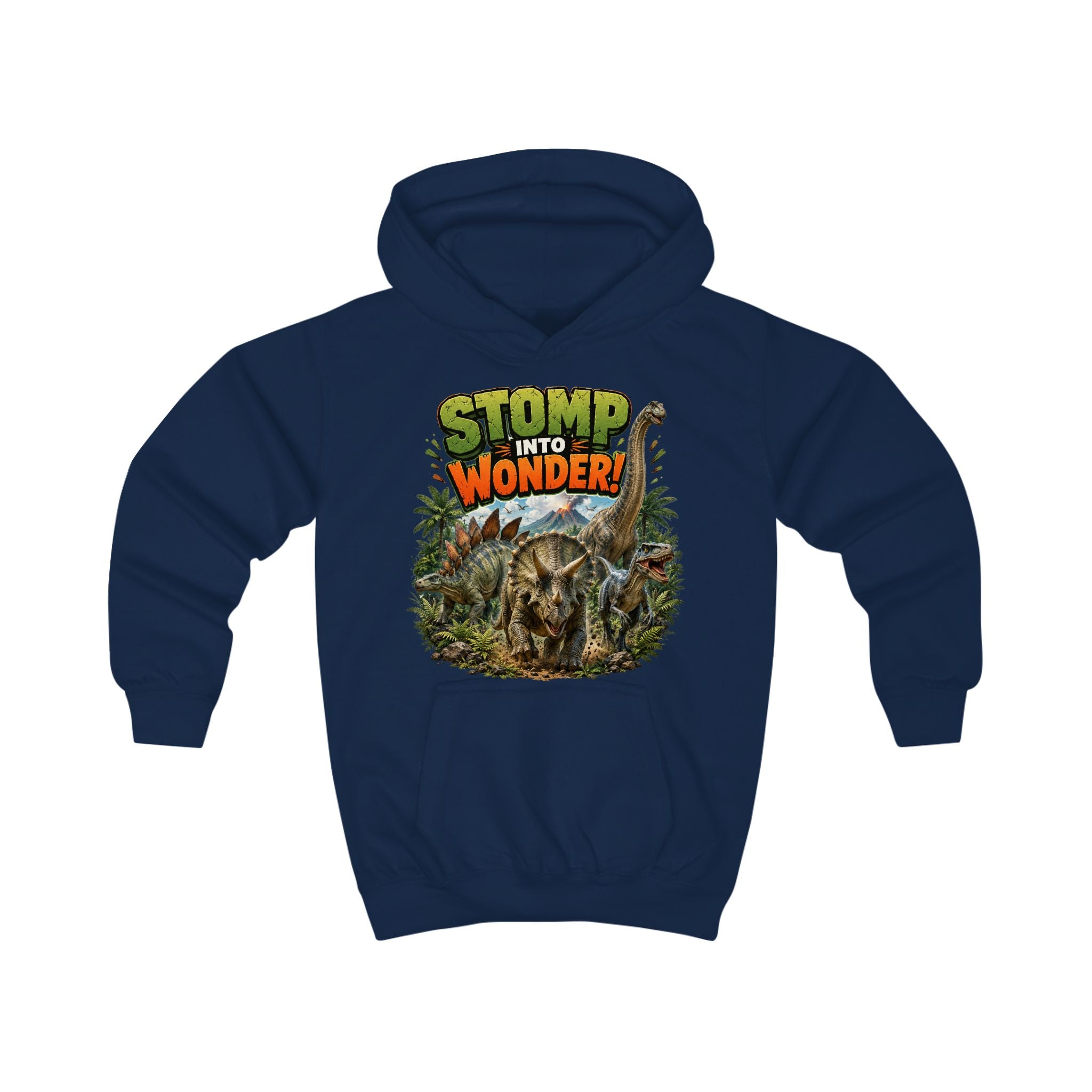 Kids Hoodie — "Stomp Into Wonder" Dinosaur Graphic Pullover