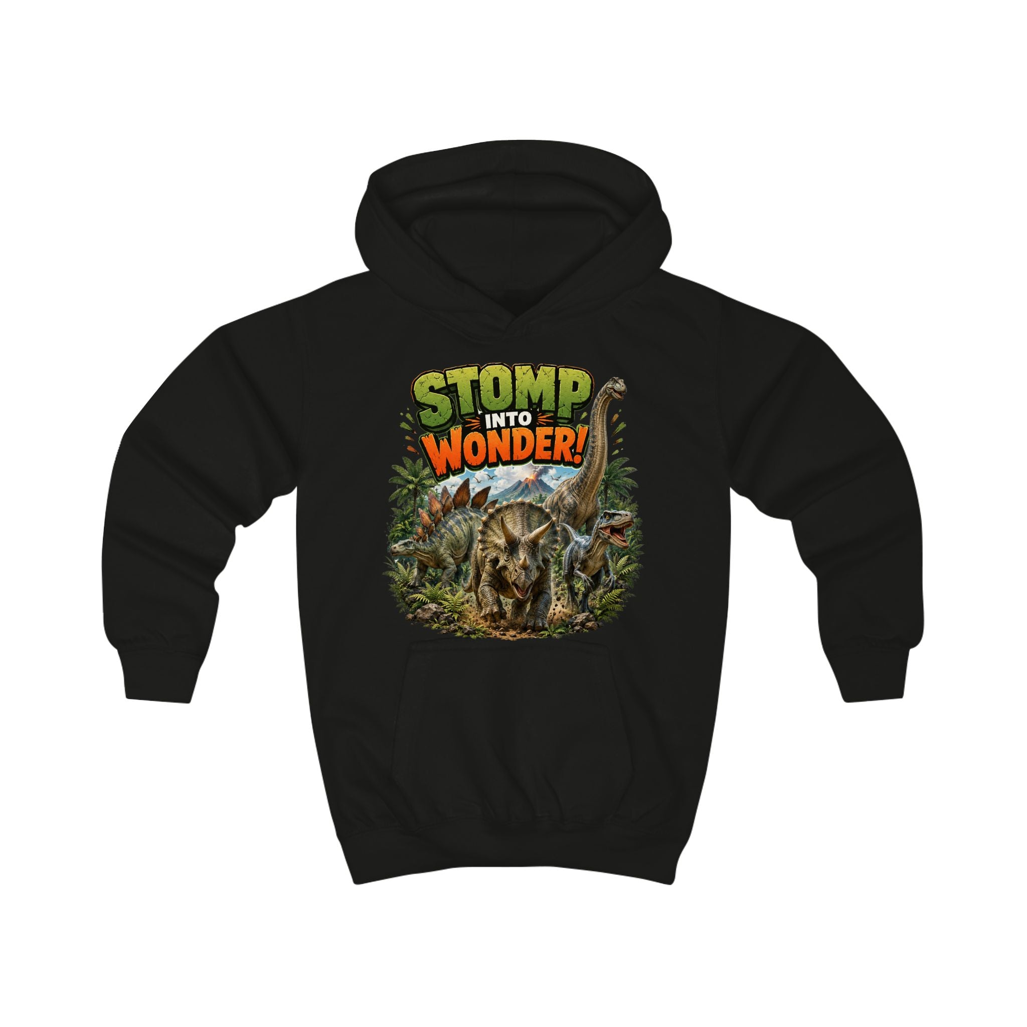 Kids Hoodie — "Stomp Into Wonder" Dinosaur Graphic Pullover