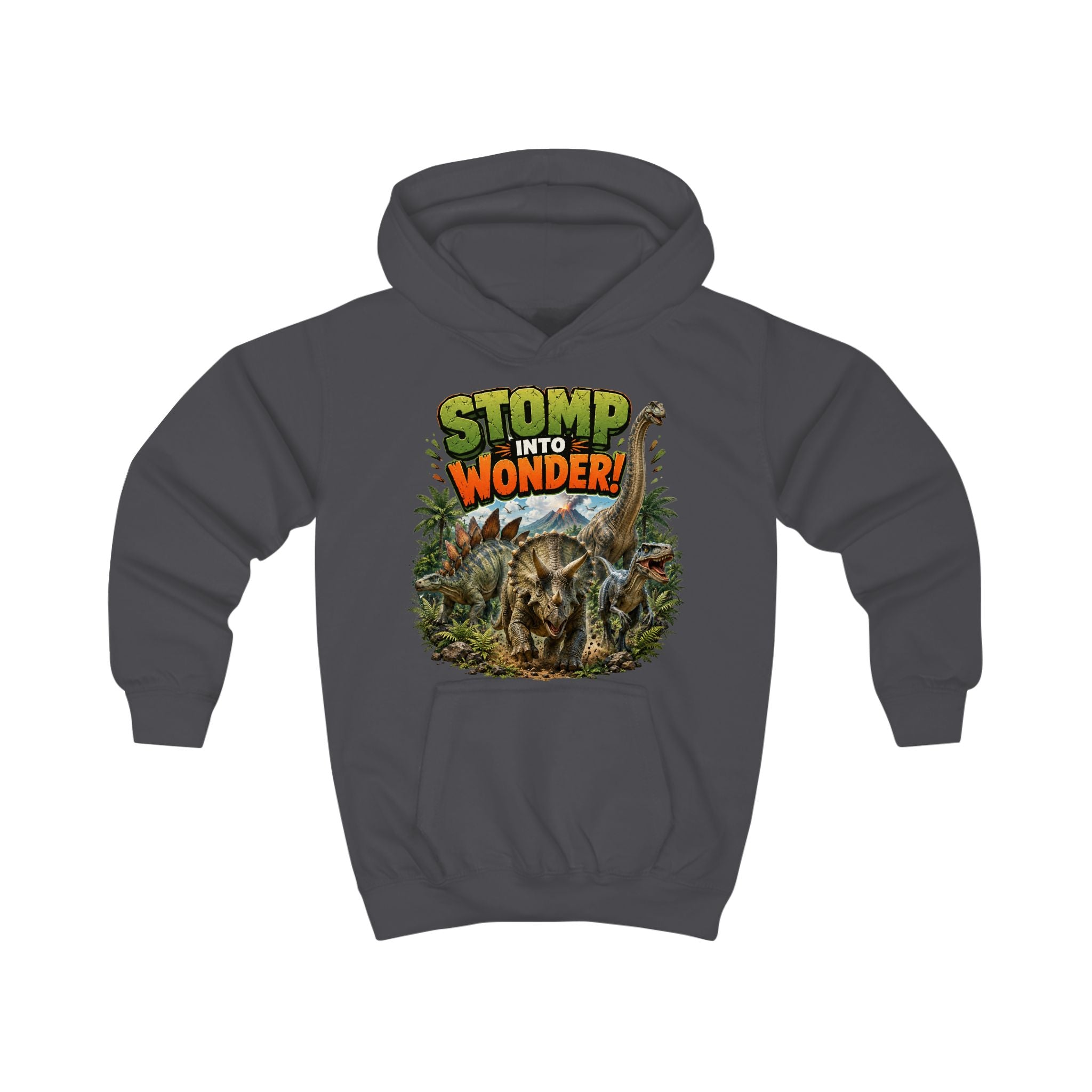 Kids Hoodie — "Stomp Into Wonder" Dinosaur Graphic Pullover