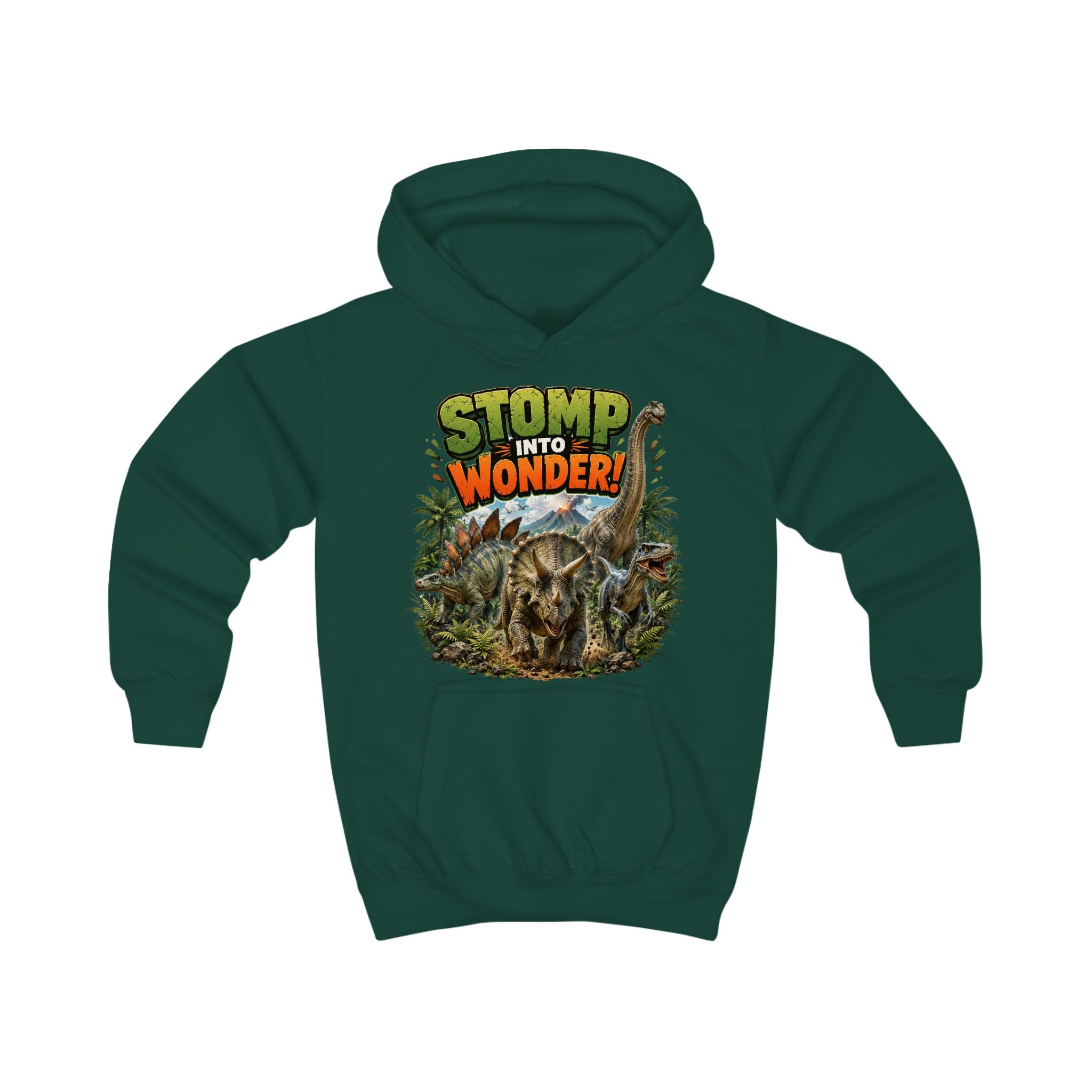 Kids Hoodie — "Stomp Into Wonder" Dinosaur Graphic Pullover